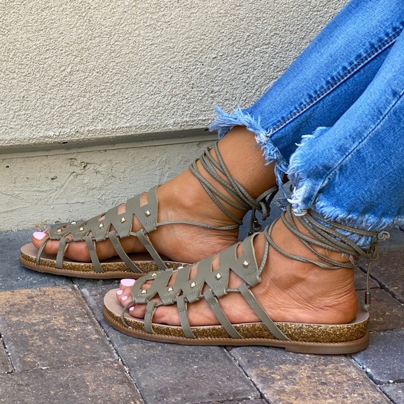 Anthropologie Leather Studded Lace Up Gladiator - Picture 11 of 14
